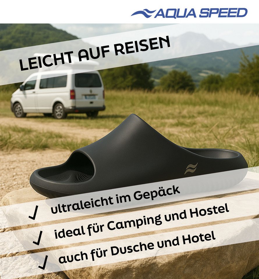 Aqua Speed Toledo Badeschlappen ergonomisch, dicke Sohle + Mikrofaserhandtuch Badepantolette (Ergonomische Spa-Sandalen mit komfortablem, flexiblem Fußbett) Ergonomische Spa-Sandalen für sicheres Gehen auf nassen Böden Bild 4