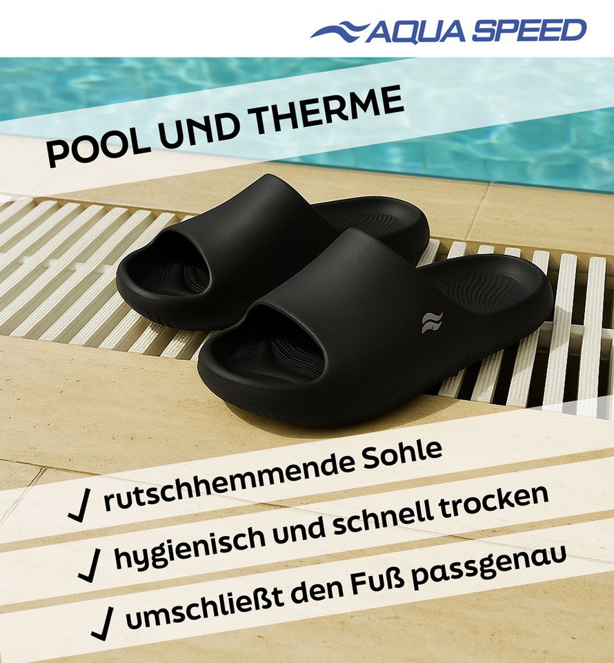 Aqua Speed Toledo Badeschlappen ergonomisch, dicke Sohle + Mikrofaserhandtuch Badepantolette (Ergonomische Spa-Sandalen mit komfortablem, flexiblem Fußbett) Ergonomische Spa-Sandalen für sicheres Gehen auf nassen Böden Bild 5