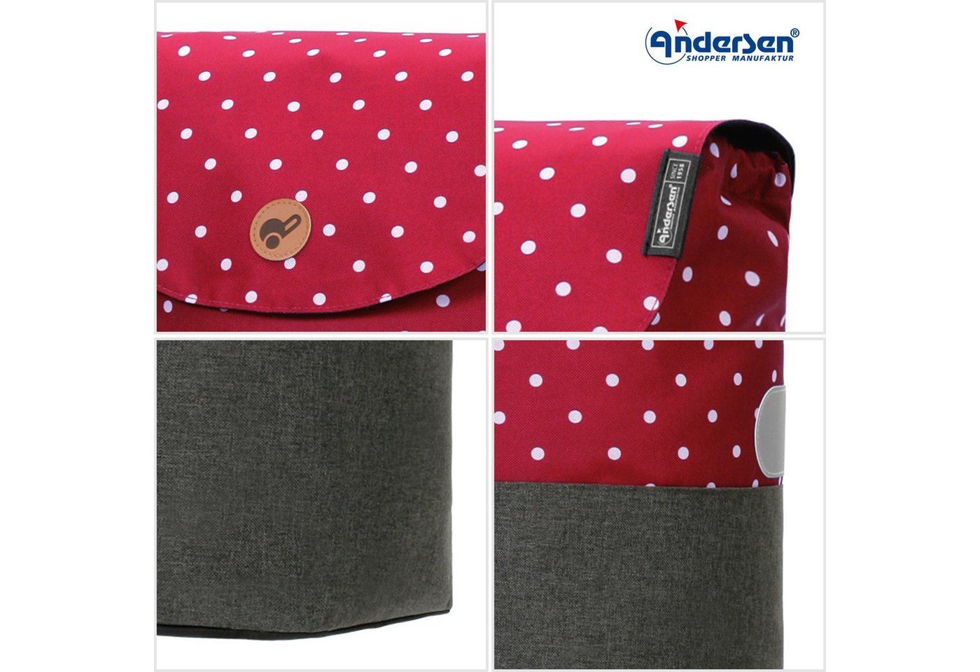Andersen Einkaufstrolley Scala Shopper Duko rot, belastbar bis 40kg, wasserabweisend Bild 3