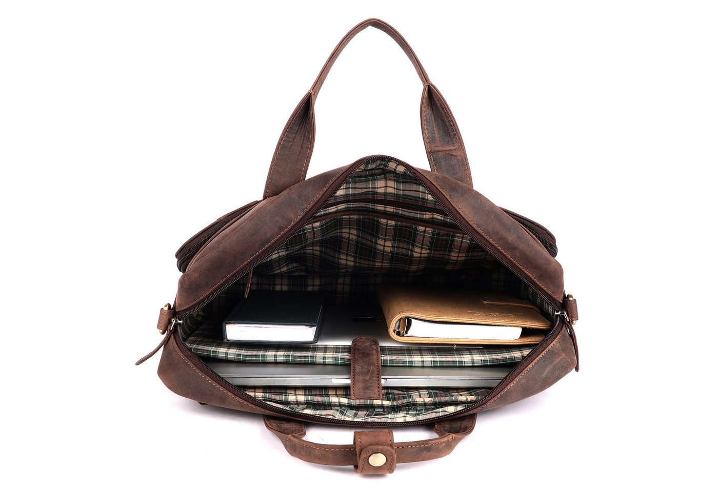 Benthill Aktentasche Echt Leder Laptoptasche Notebooktasche Umhängetasche Schultertasche, Schultergurt / Umhängegurt Reißverschlussfach