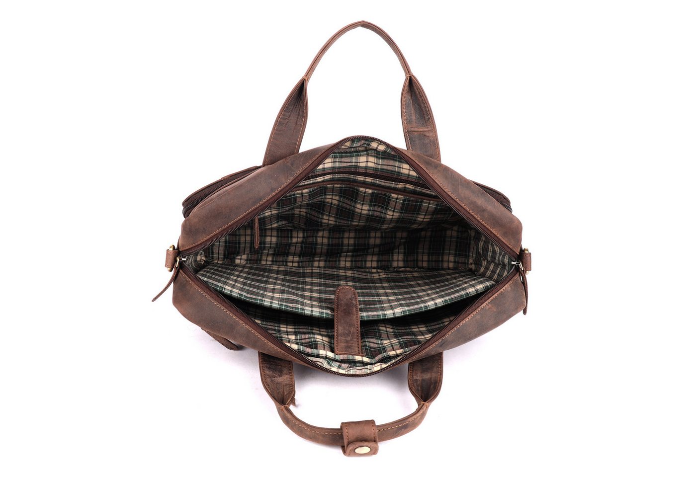 Benthill Aktentasche Echt Leder Laptoptasche Notebooktasche Umhängetasche Schultertasche, Schultergurt / Umhängegurt Reißverschlussfach Bild 5