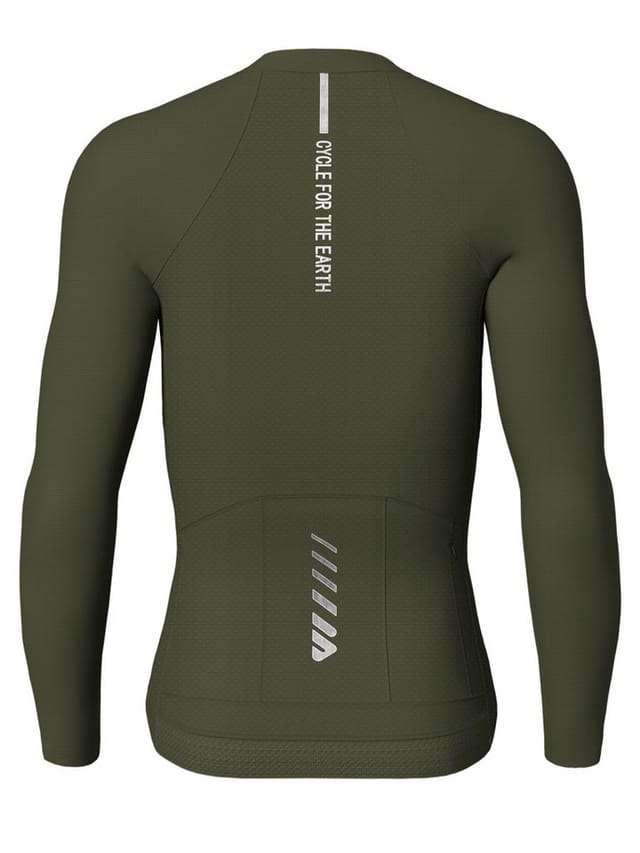 Wulibike Radtrikot Herren Langarm Comfort-Fit, 4 Taschen & Mesh, Olivgrün (1-tlg) atmungsaktiv, feuchtigkeitsableitend und schnelltrocknend