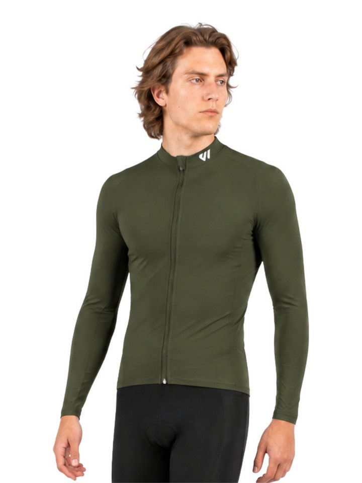 Wulibike Radtrikot Herren Langarm Comfort-Fit, 4 Taschen & Mesh, Olivgrün (1-tlg) atmungsaktiv, feuchtigkeitsableitend und schnelltrocknend Bild 2