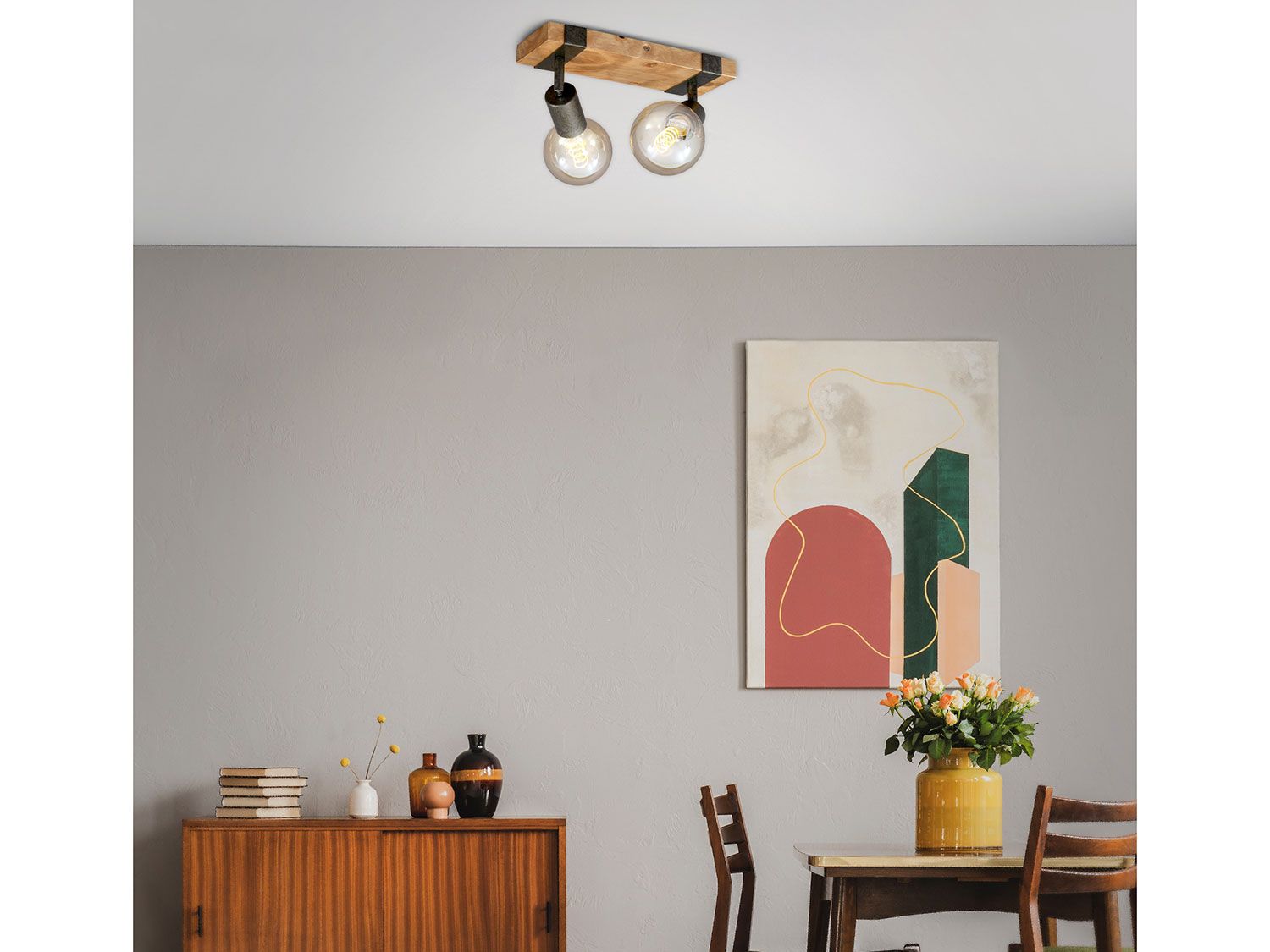 BRILONER Wand- Deckenleuchte Vintage Holz, verschiedene Ausführungen (2er Spot) Bild 3