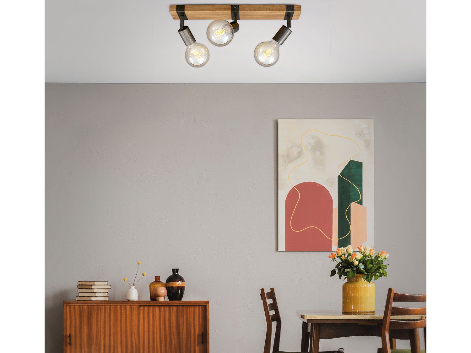 BRILONER Wand- Deckenleuchte Vintage Holz, verschiedene Ausführungen (3er Spot) Bild 2