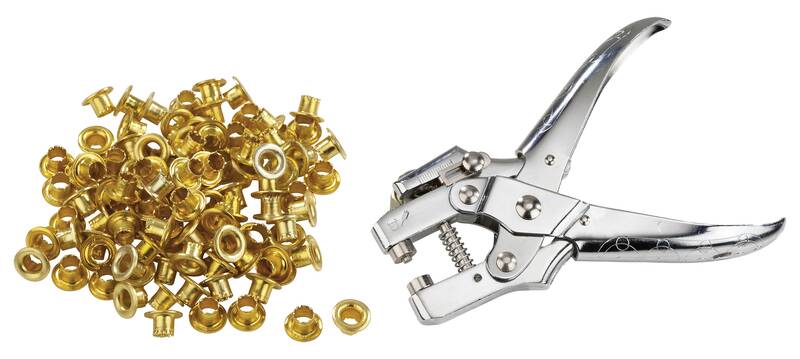 Westfalia Profi Ösenzange, Mit 100 Ösen Goldfarbig