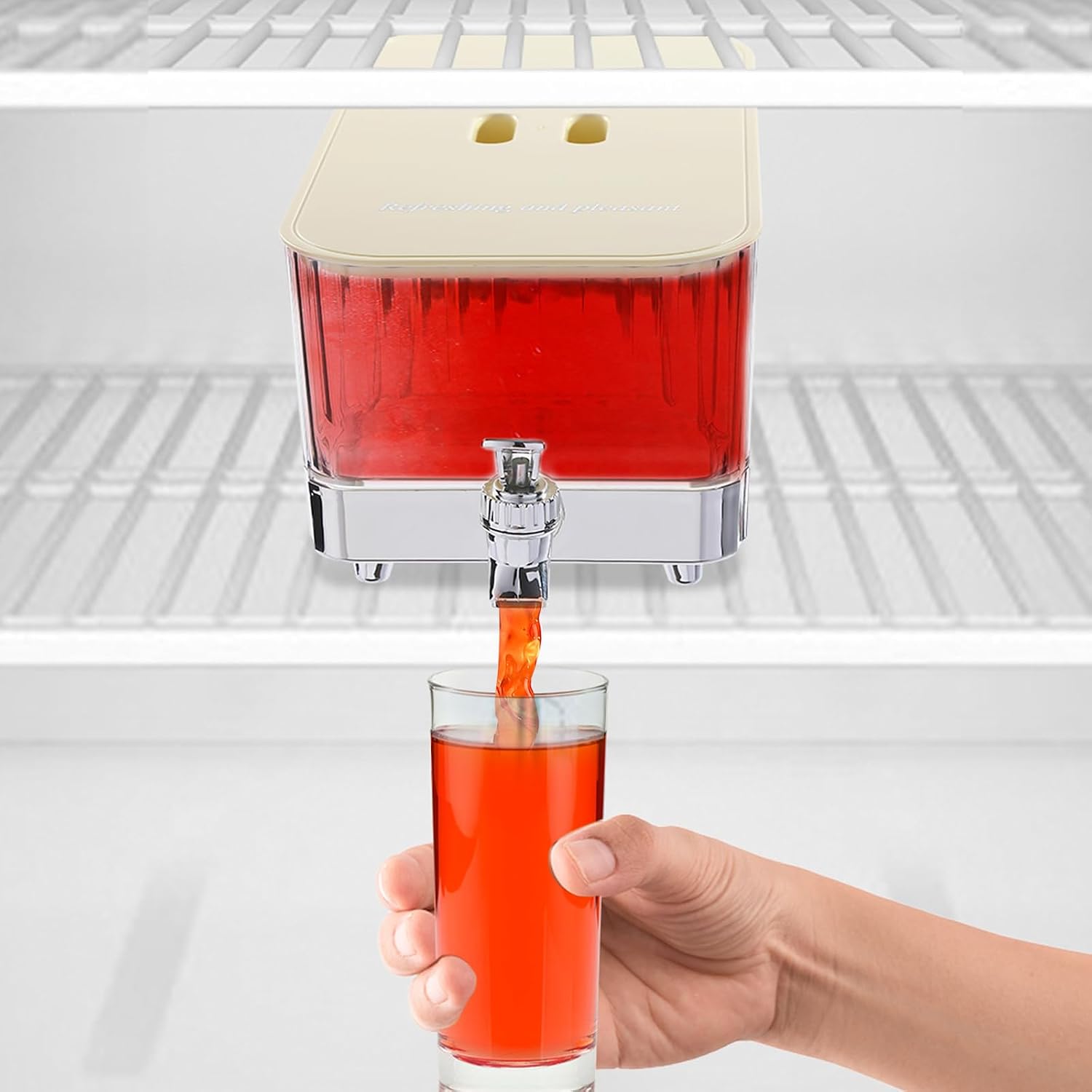 5,3 L Getränkespender, Wasserspender, Getränkespender, Mit Wasserhahn, Getränkespender, Für Kühlschrank (silber)