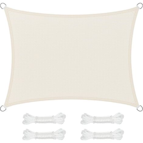 Sonnensegel 3 X 4 Meter, Sonnenschutz Und Atmungsaktiv, Wasserdurchlässiges Design, Geeignet Für Terrassen, Gärten, Balkone, Camping, Rechteckig, Seil Inklusive, Beige.