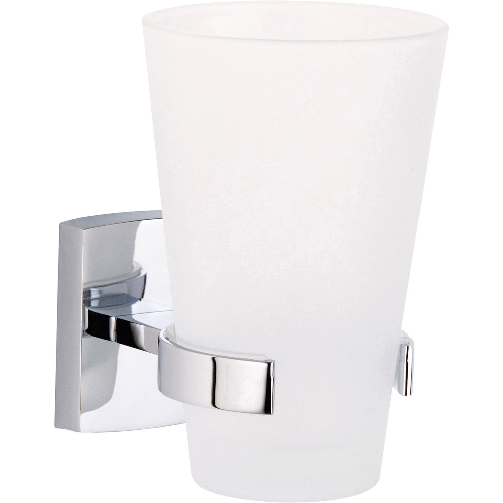 Tesa - 40270-00000-00 Klaam Zahnputzbecher Klebstoff Chrom (glänzend), Weiß (satiniert)