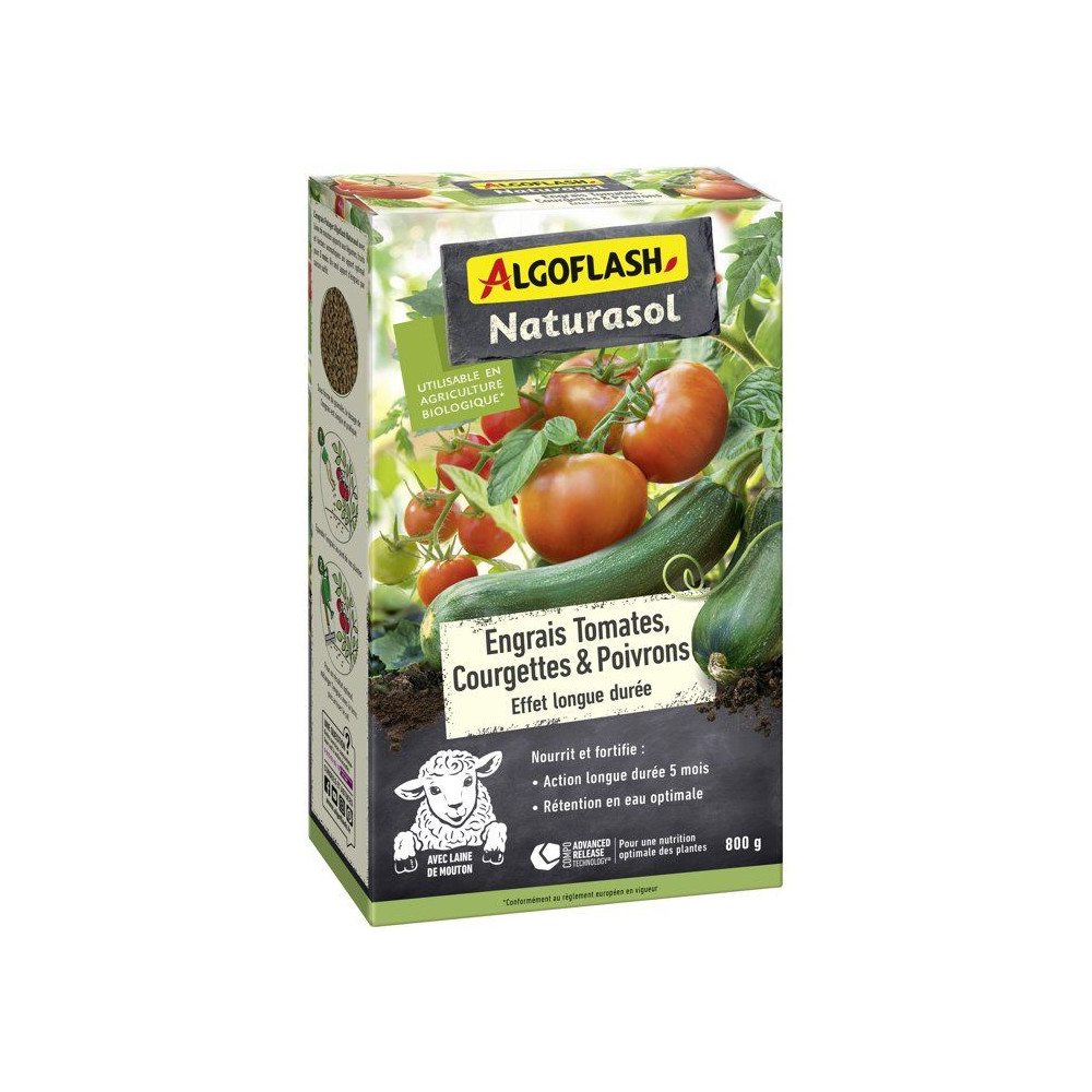 Dünger Für Gemüse - Algoflash Naturasol - Tomaten, Zucchini, Paprika - Langzeitwirkung - 800 G - Uab