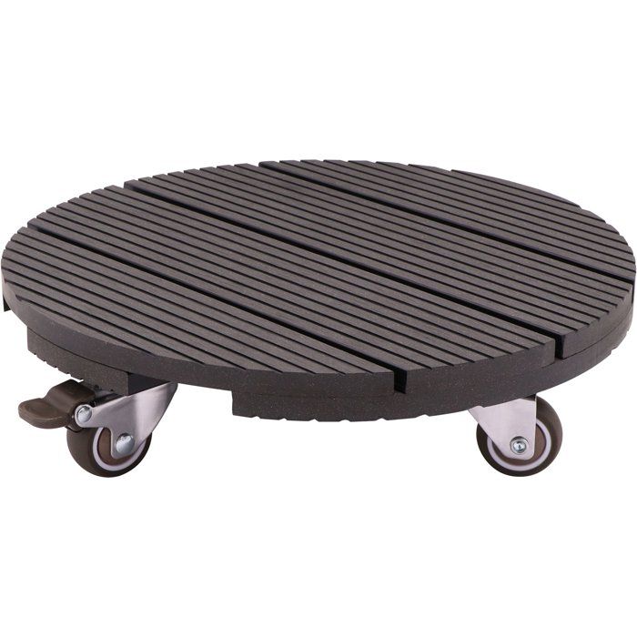 Topfuntersetzer Mit Rollen - Nature - Wpc H7,5 X Ø30 Cm - 4 Rollen - Anthrazit