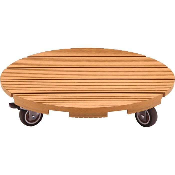 Topfuntersetzer Mit Rollen - Nature - Wpc - H8,6 X Ø38 Cm - 4 Rollen - Holz