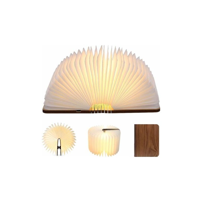 Royaluxe – Faltbare Buchlampe, Geschenk Zum Mondfest, Usb-wiederaufladbare Led-nachtlampe Aus Holz, Buchlampe Mit Blätterfunktion