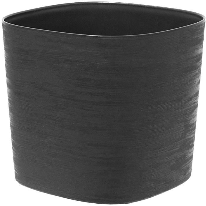 Topf Mit Wasserspeicher - Garden Id Respect - Schwarz-anthrazit 20 X 20 Cm - 100% Haushaltsabfälle - 100% Recyclingfähig - Strukturierte Oberfläche.