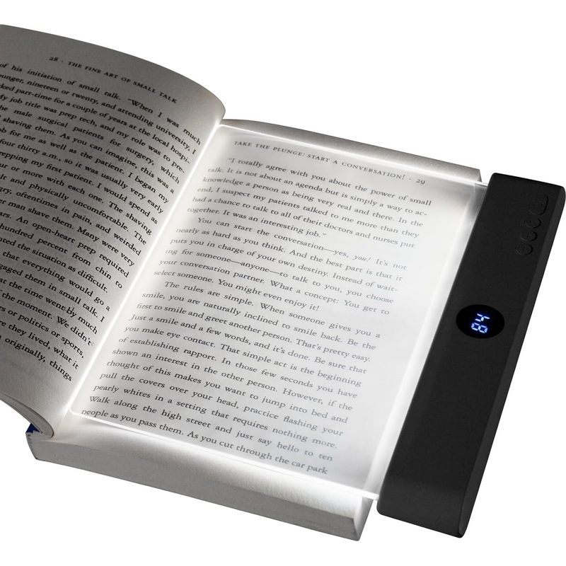 Flache Led-leseleuchte, Ideal Zum Lesen Im Bett, Mit Leseseitenbeleuchtung Und Augenschutz – Schwarz