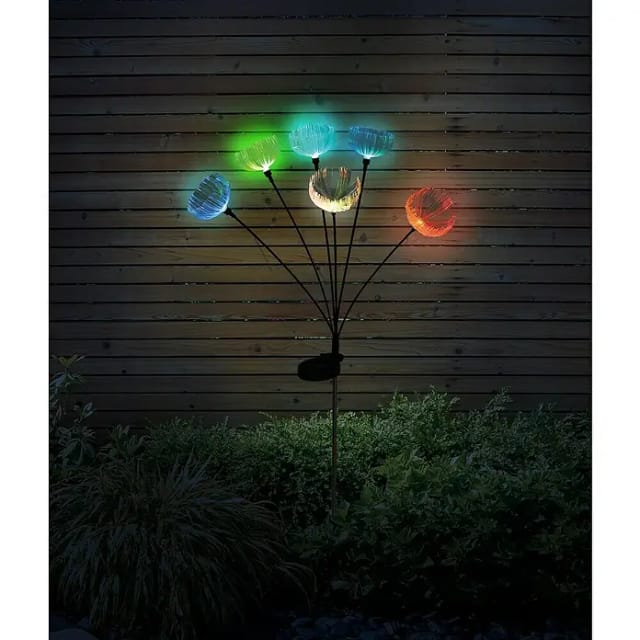 LED Solarleuchte Stecklampe Blüten Farbwechsler Gartenleuchte Solarblumen Beetstecker Erdspieß, 6x RGB LED Farbwechsel, H 70 cm