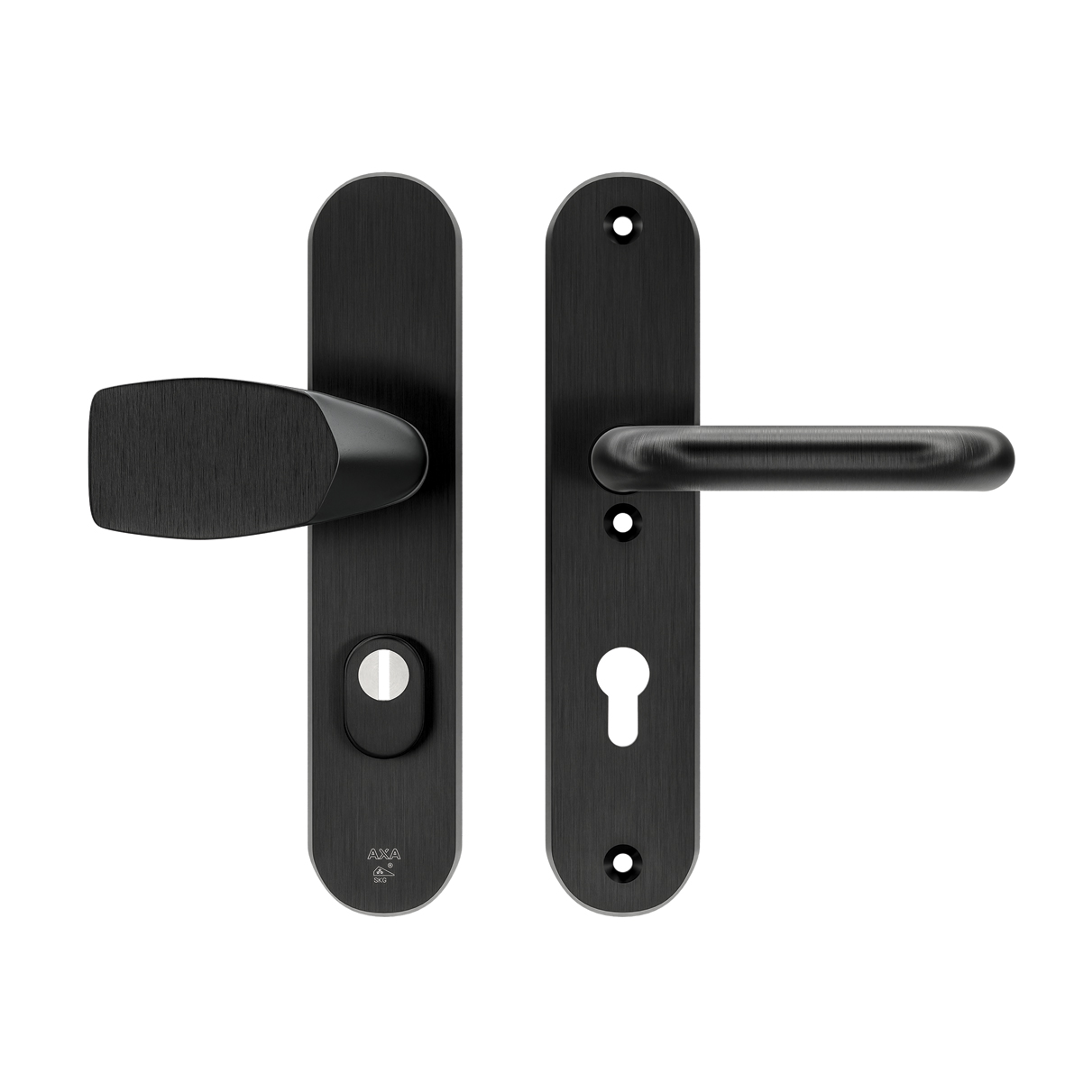 Axa Sicherheits Türbeschläge Set - Oval Plus - Türklinken Mit Langschild - Pc72 Mit Kernziehschutz - Kruk/knopf - Aluminium