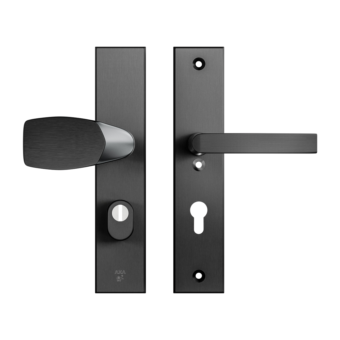 Axa Sicherheits Türbeschläge Set - Edge Plus - Türklinken Mit Langschild - Pc72 Mit Kernziehschutz - Kruk/knopf - Zwart