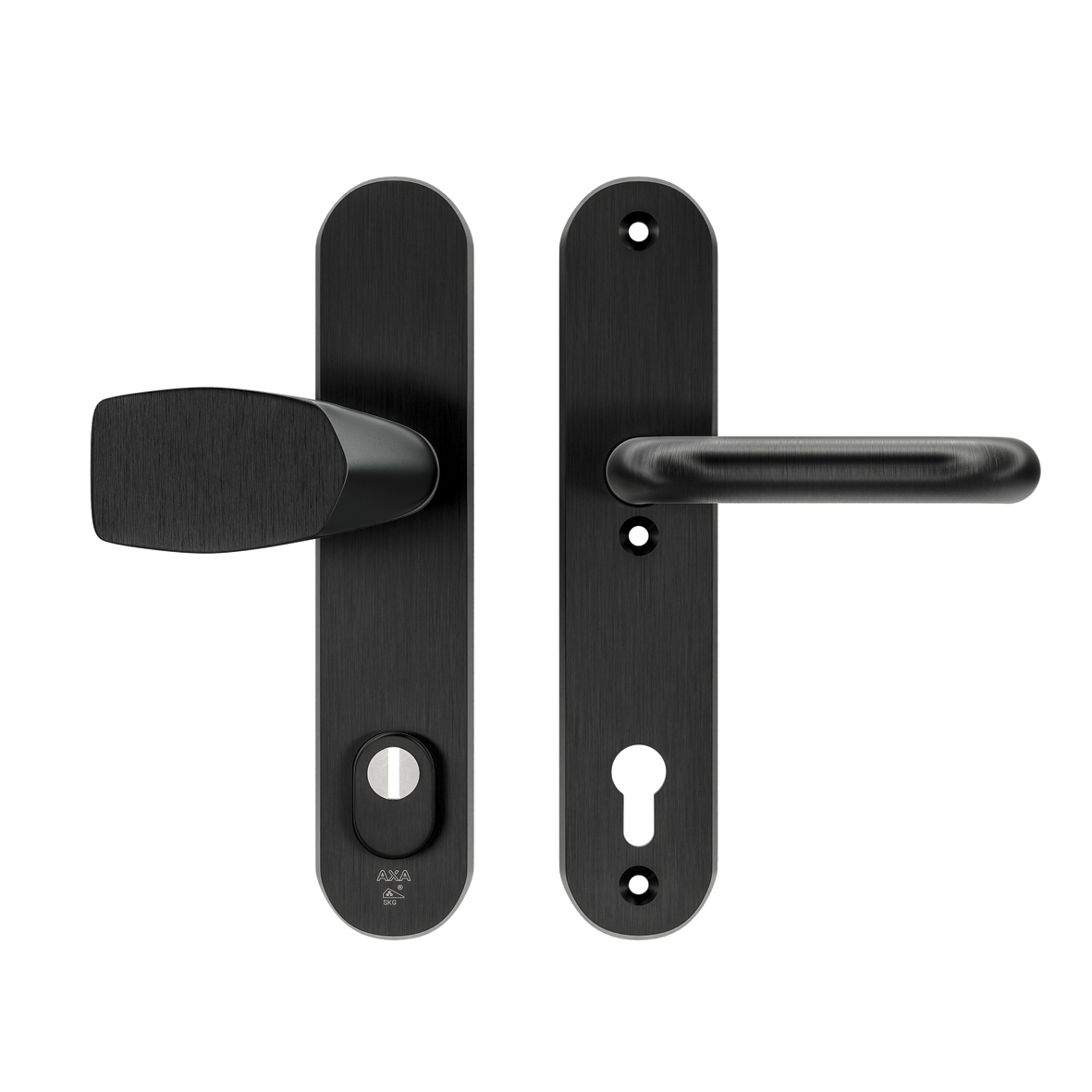 Axa Sicherheits Türbeschläge Set - Oval Plus - Türklinken Mit Langschild - Pc92 Mit Kernziehschutz - Kruk/knopf - Schwarz