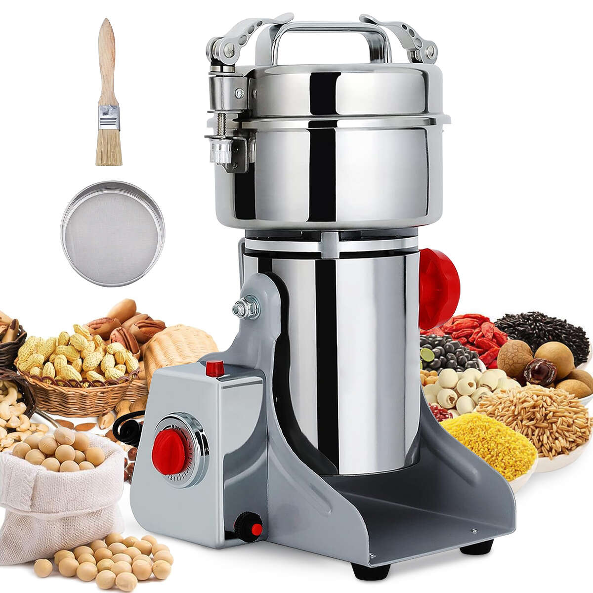 Elektrische Kaffeemühle, 800 G Elektrische Gewürzmühle Aus Edelstahl, 26.000 U/min, 3.800 W, Für Kaffee, Soja, Weizen, Nüsse – Getreidemühle