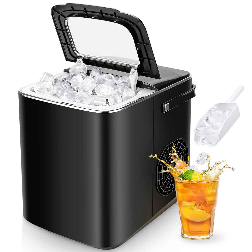 Eismaschine – 9 Eiswürfel In 6 Bis 8 Minuten, 12 Kg In 24 Stunden – Selbstreinigend, Alarm Bei Niedrigem Wasserstand/vollem Eisbehälter