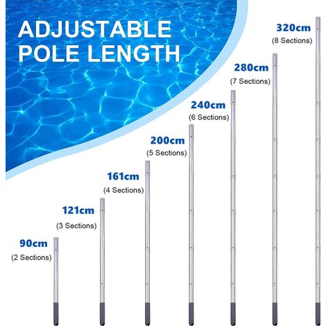 Teleskopierbare Aluminium-poolreinigungsstange, Verstellbar Von 1 M Bis 3,20 M