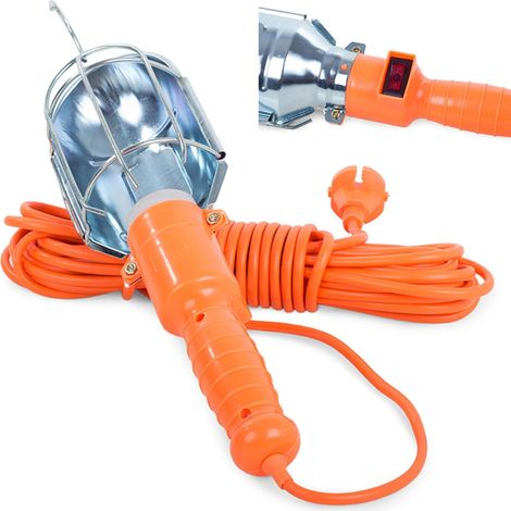 Tragbare 230-v-garagenleuchte Mit Haken – E27-fassung Bis 60 W – Arbeitsleuchte Mit 5 M Kabel – Ein-/ausschalter – Ce-zertifizierte Werkstatt-/baustellenleuchte – Leuchtmittel Nicht Enthalten
