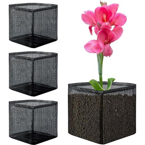 Set Mit 4 Atmungsaktiven Pflanzsäcken Aus Stoff Für Wasserpflanzen, Teiche Und Als Pflanzsäcke Für Parks, Bauernhöfe, Terrassen, Balkone, Patios, Gärten, Gärtner Und Privathaushalte