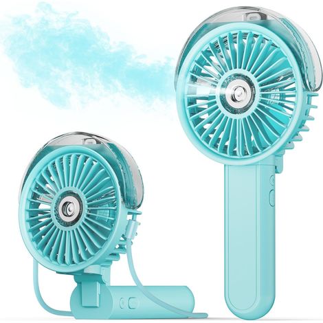 Tragbarer Sprühventilator – 180° Faltbarer Ventilator Mit Sprühfunktion, 3 Geschwindigkeitsstufen, Usb-ladefunktion, Ideal Für Reisen, Outdoor-aktivitäten Usw.