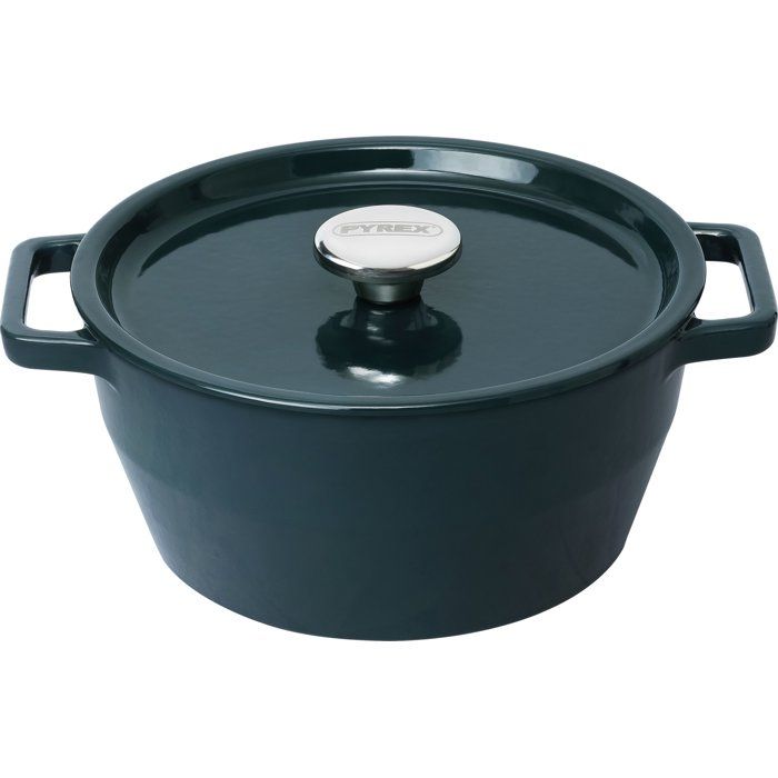 Runde Cocotte - Pyrex - Slow Cook - 24 Cm - Gusseisen - Tiefblau