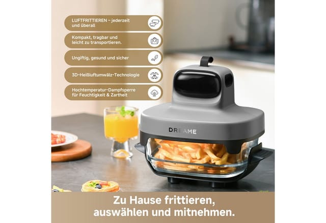 Dreame Tasti Einzelbild Eigenständig 1500 W Heißluftfritteuse Schwarz, Transparent, Weiß
