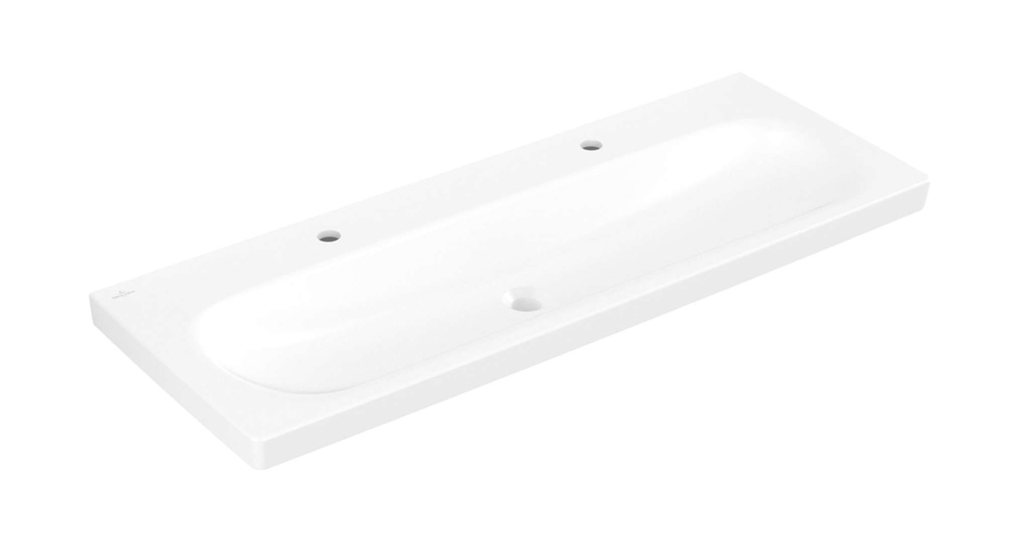 Villeroy & Boch Skyla - Waschbecken 120x46 Cm, Ohne Überlauf, 2 Hahnlöcher, Ceramicplus, Stone White 5a51c2rw
