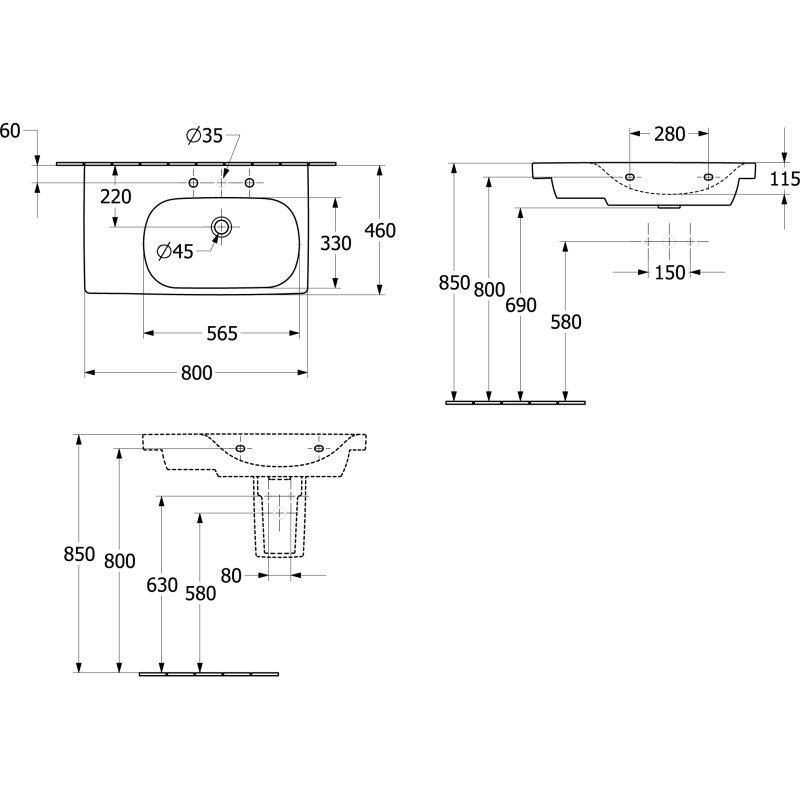 Villeroy & Boch 5a52r1r1 Schrankwt Skyla 5a52r1 800x460mm
