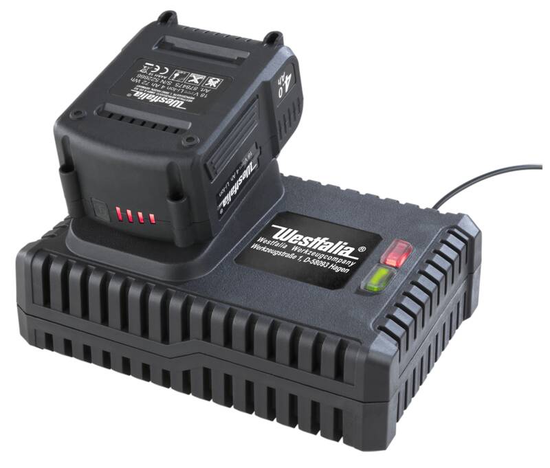 Westfalia Starter-set 18 Volt Li-ionen Familie: 1 X Akku 2,0 Ah + 1 X Schnellladegerät