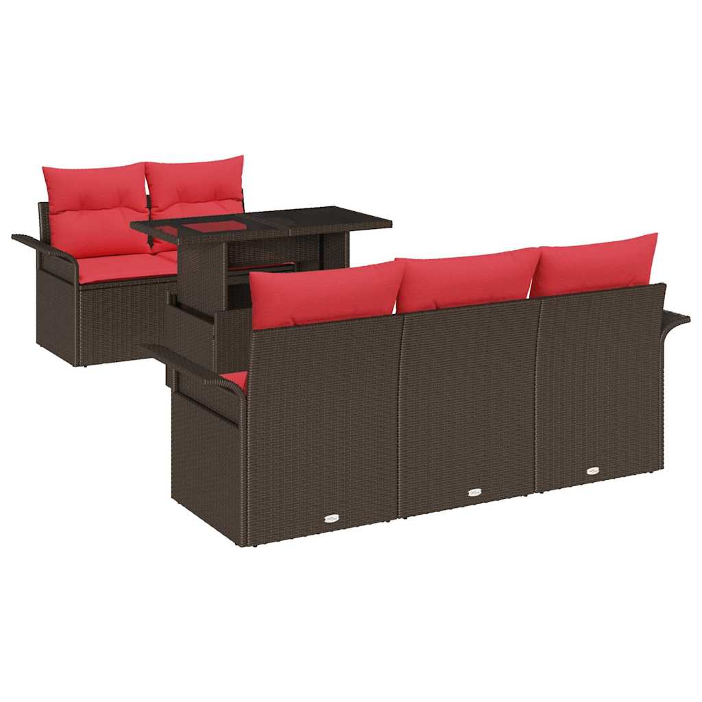 Maison Exclusive - Gartensofa-set 6 Stk. 5-sitzer Braun Poly-ratt