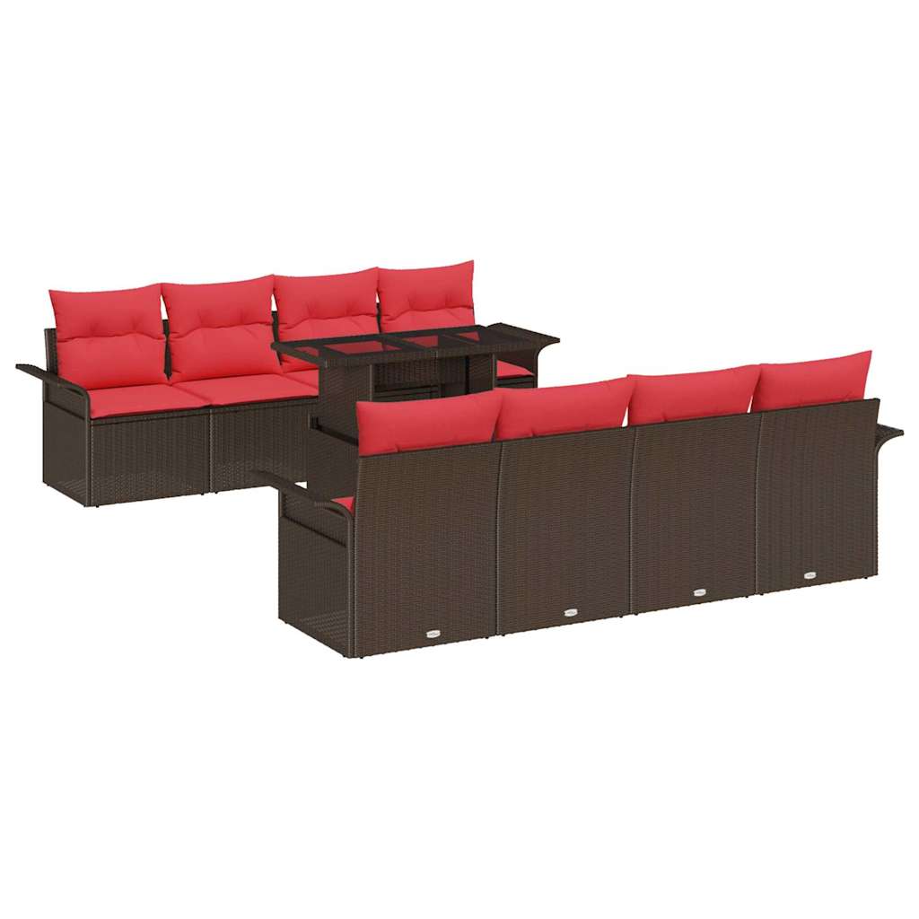 Maison Exclusive - Gartensofa-set 9 Stk. 8-sitzer Braun Poly-ratt