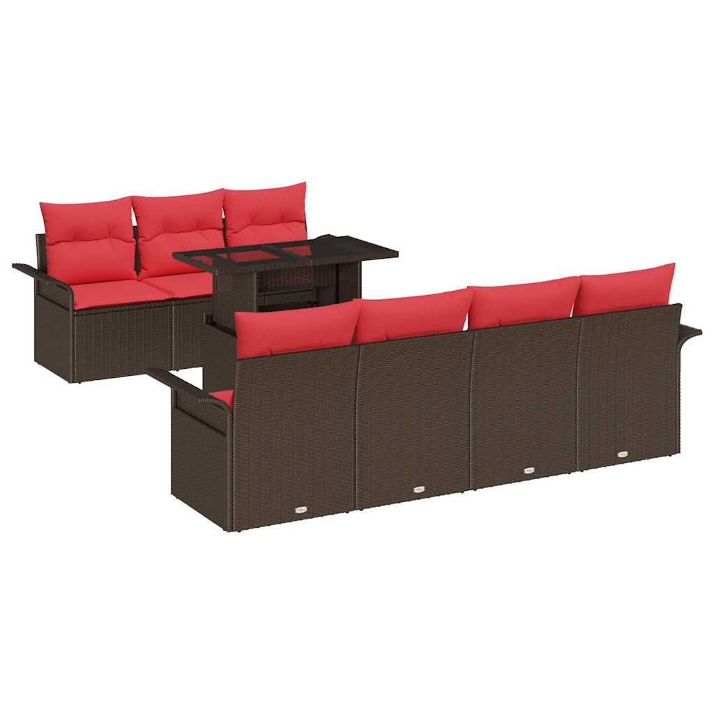 Maison Exclusive - Gartensofa-set 8 Stk. 7-sitzer Braun Poly-ratt