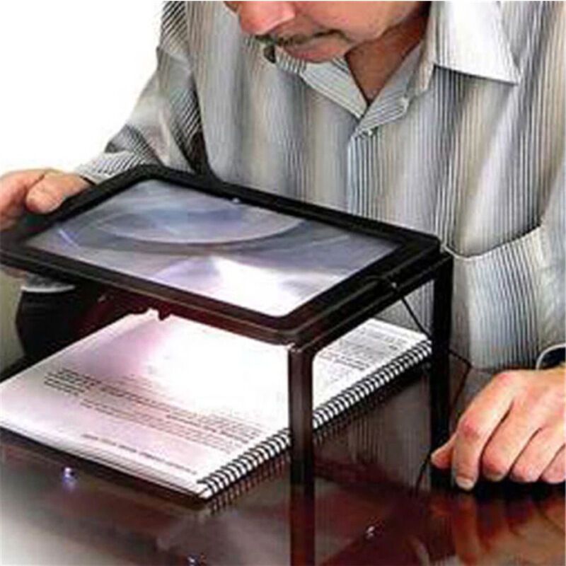 Leselupe Für Ganze Seiten Mit Led-beleuchtung, Geschenkgröße, Klappbarem Ständer, Stereolupe