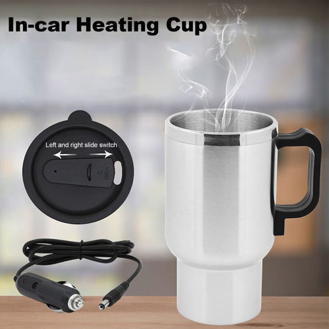 Elektrischer Wasserkocher Fürs Auto, Edelstahl, Reise-thermoskanne Mit Kontrollleuchte, Betrieben Über Die Zigarettenanzünder-ladestation, Für Tee, Kaffee Und Milch.