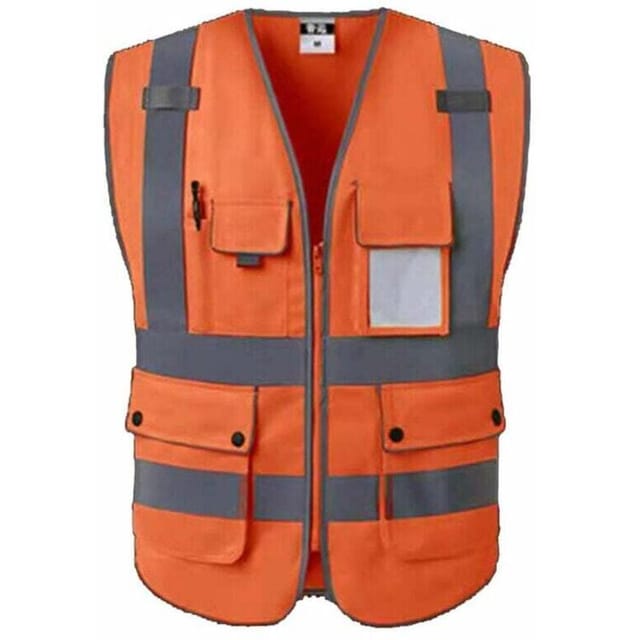 Reflektierende Warnweste mit hoher Sichtbarkeit, hergestellt aus Sicherheitswesten/Arbeitswesten/Warnwesten mit Taschen und Reißverschluss vorne