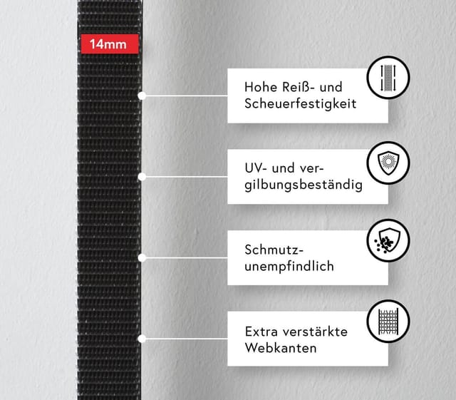 BAUHELD 6m Rolladengurt 14mm mit Montageloch - Schwarz