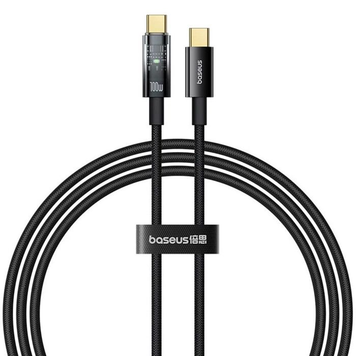 Typ-c Typ-c Kabel, Automatische Abschaltung, 100w, 2m - Baseus Explorer (p10319704111-00) - Cluster Schwarz