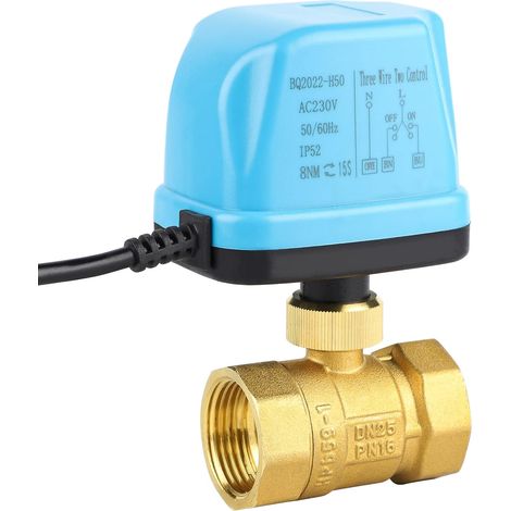 Motorisiertes 2-wege-magnetventil Dn25 1 Zoll 220 V, Elektrisches Kugelventil, Motorisiertes Messingkugelventil, Blau