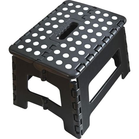 Klapphocker Mit Tragegriff, Kompakt, Zusammenklappbarer Diy-hocker, Fußstütze, Leiter, Maximale Belastbarkeit 150 Kg (schwarz)