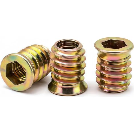 M6 Gewindeeinsätze Für Holz, Schraubenmuttern M6 X 10 Mm, Verzinkte Schraubhülsen, Sechskantmuttern Für Holzmöbel, 40 Stück