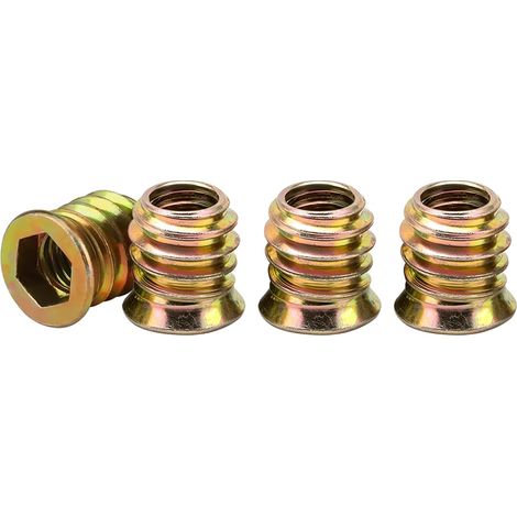 M4 Gewindeeinsätze Für Holz, 40 Stück M4 X 10 Mm Schraubenmuttern, Verzinkte Schraubenhülsen, Sechskantmuttern Für Holzmöbel