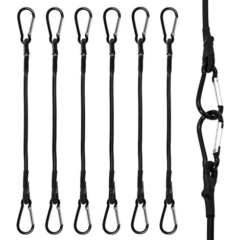 Elastisches Bungee-seil Mit Karabiner, 6 Stück, Hochbelastbar, 30 Cm Lang Mit Haken Für Camping, Planen, Zelte, Gepäck, Autos Und Motorräder