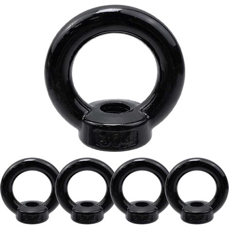 Set Mit 5 M6-ringmuttern Aus Edelstahl – Ösenmuttern – M6-ösen – Edelstahl A2 V2a – Brünierung – Zum Aufhängen Und Befestigen