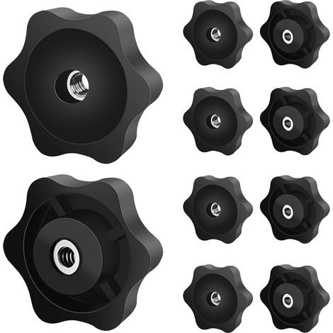 Satz Mit 8 M10-sternmuttern – Außendurchmesser: 48 Mm – Schwarz – Sternförmig – Innengewinde Aus Eisen – Für Maschinen Und Anlagen, Möbel, Werkzeugmaschinen Und Haushaltsgeräte