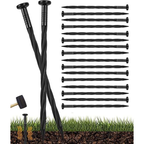 100 Kunststoff-gartenrandpfähle, 20 Cm Lange Spiralförmige Bodenanker, Landschaftsanker, Zeltpfähle, Geeignet Zur Verschönerung Von Rasenrändern Usw.
